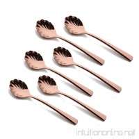 Sugar Spoon Set Rose Gold 6 Piece 18/8 Stainless Steel 5.6 inch Shell Tea Coffee Spoons Service for 6 Silverware Flatware Utensils Dinner Dishwasher Safe Mirror Polished by OMGard - B07BQVQTCQ